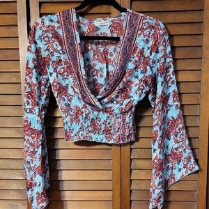 Earthbound Floral V-neck Top